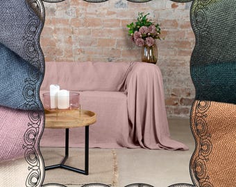 Linen Couch Covers - Custom Slipcovers for Any Sofa. Extra Large Linen Couch Cover - Upgrade Your Living Room Decor. Loose cover