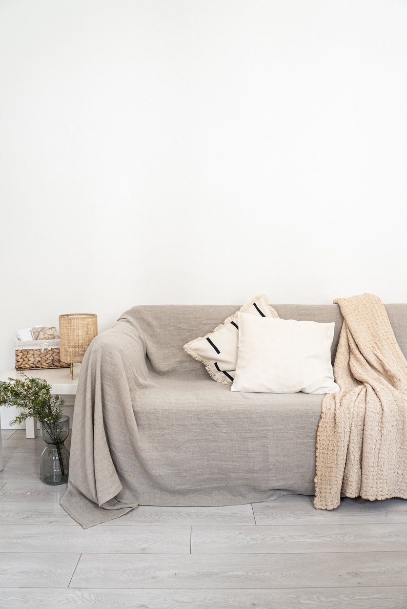 Natural Linen Couch Cover Linen Sofa Cover Linen Slipcover Etsy