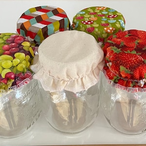Fabric Mason Jar Cover. Cotton Mason Jar Cap. Reusable. Washable. Eco friendly. Zero Waste. Vegan Jar Cover.