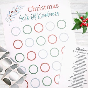 Christmas Acts of Kindness Scratch Off Calendar, Christmas Calendar, Christmas Countdown, Kindness Calendar, Christmas Advent Calendar Kids