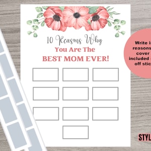 Best Mom Ever Scratch Off, Top 10 Reasons Scratch Off, Scratch and Reveal, Mom Birthday Gift, Mothers Day Gift, Mother&#39;s Day Card, Grandma