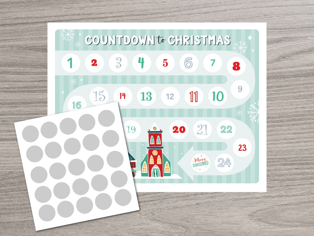 Scratch off Christmas Advent Calendar, Christmas Countdown, Christmas