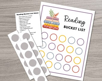 Reading Bucket List Scratch Off Chart, Book Bucket List, Great Gift for Book Lover, Book Chart for Kids and Adults, Reading Tracker