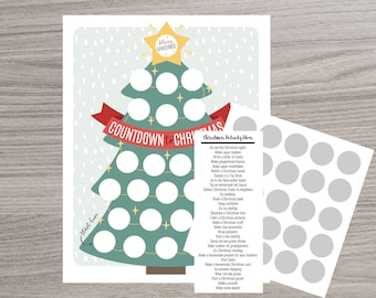 Scratch OFF Christmas Tree Advent Calendar, Christmas Countdown, Christmas Advent Calendar, Scratch Off Chart, Kids Christmas Activity