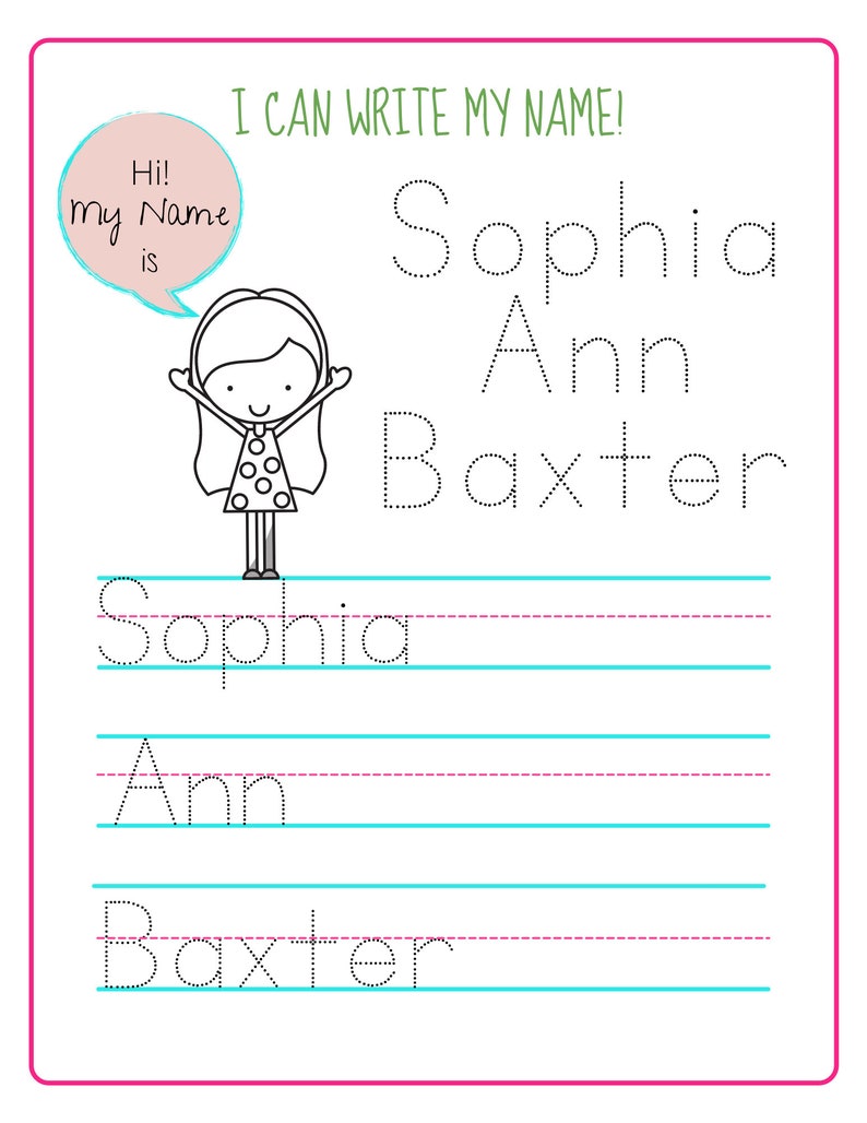 Trace My Name Printable Worksheet! Trace and Color Personalized for ...
