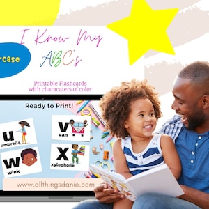 ABC Flashcards - Uppercase and Lowercase - African American Characters- Back to School - Pre Kindergarten