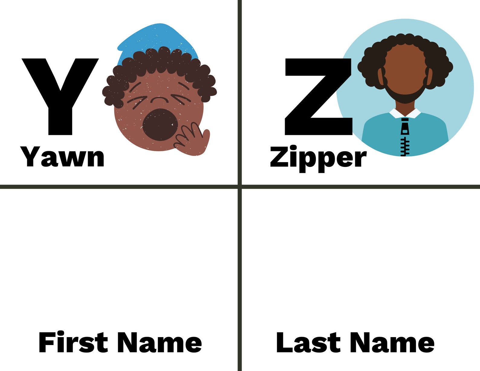 ABC Flashcards African American Characters Back To School Etsy