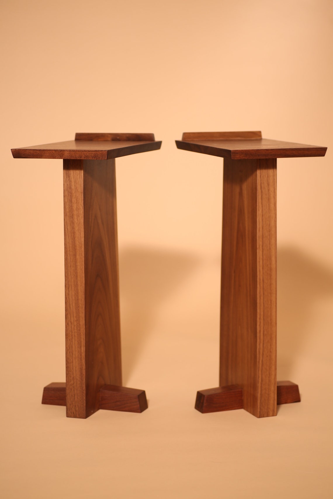 Tall Speaker Stands Walnut Hardwood Etsy UK