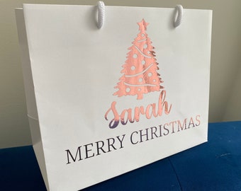 Personalised Christmas Gift Bag | Gift Bags with Rope Handles & Ribbon |