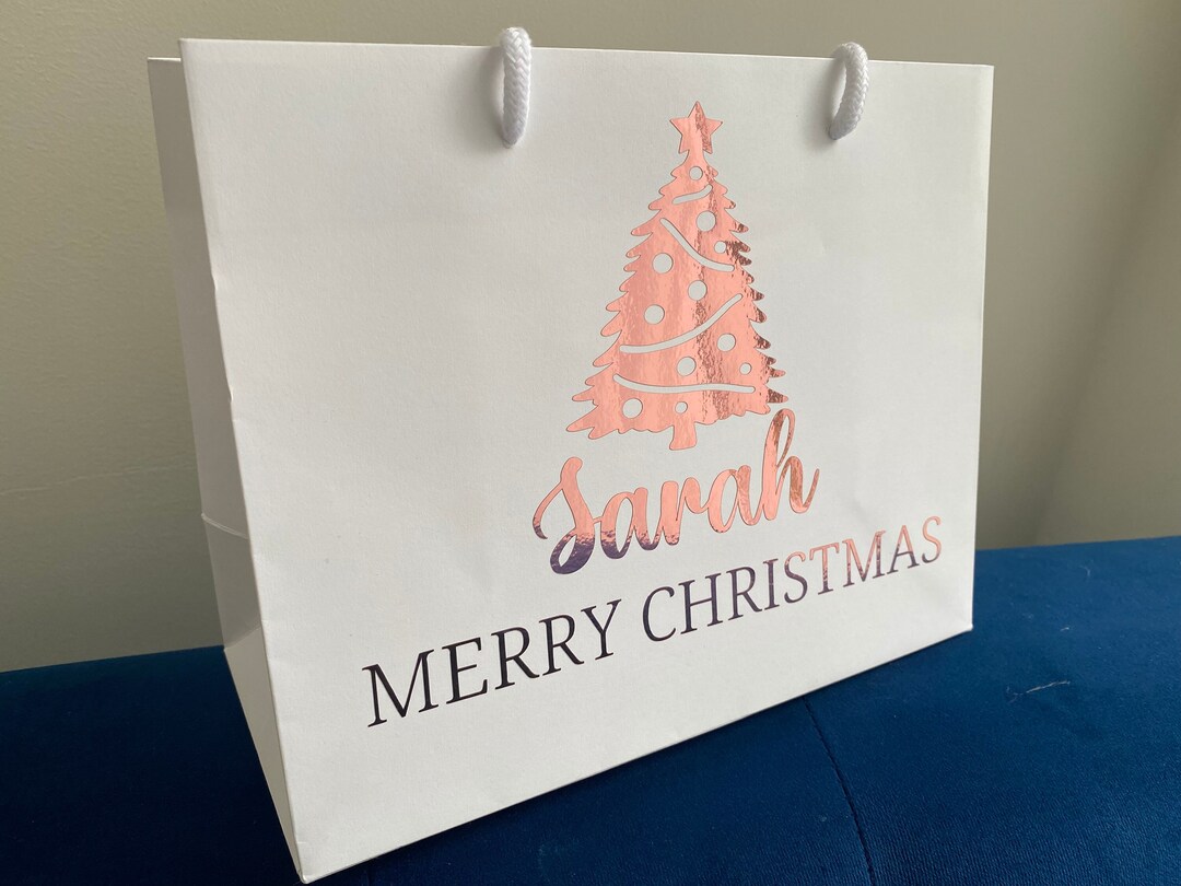 Personalised Christmas Gift Bag Gift Bags With Rope Handles & Ribbon