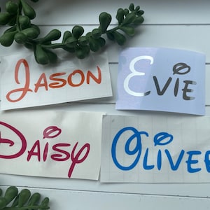 Disney Style Font Personalised Vinyl, Kids, Decal, Gold Custom Name Stickers, Bottle, Glass, Wedding Hen, Bottle Jar, Christmas, Kids