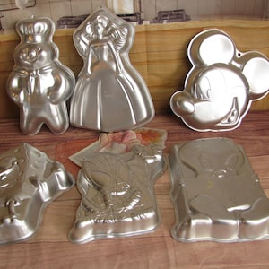 Vintage Wilton Character Cake Pan/Molds- Birthday Barbie-Mickey Mouse- Poppin Fresh-Sponge Bob-Spiderman-Tweety Bird-Astronaut-Pillsbury