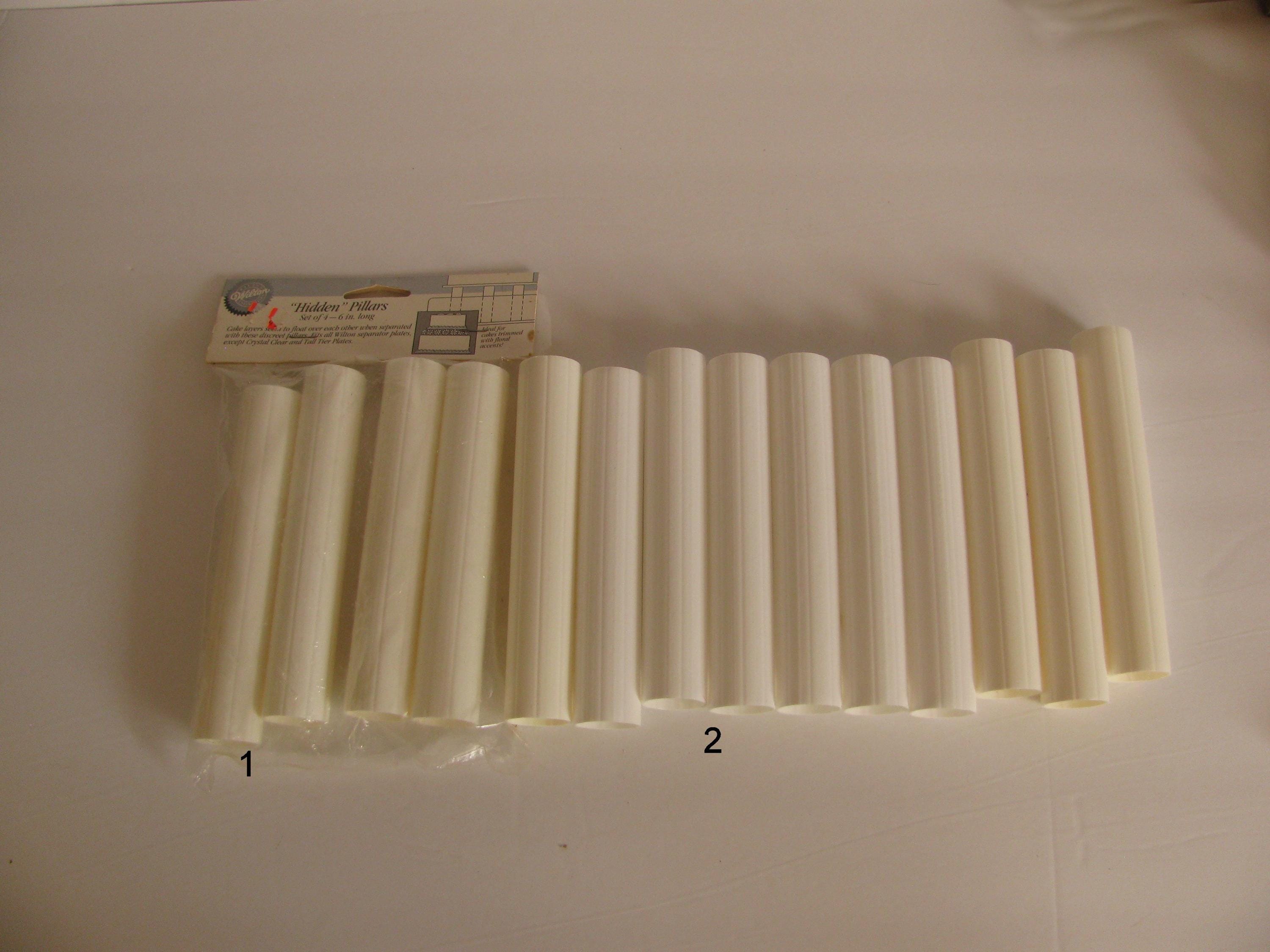 Lot De 4 Piliers à Gâteau Wilton Grecian - Hauteur 2 3/4 Pouces, Blanc, Plastique, Occasion