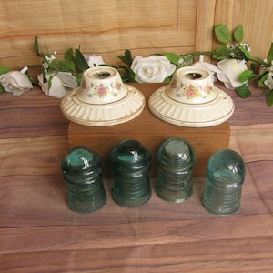 Vintage Hemingray Brookfield   Blue/Green Glass Insulators - Watch, Clock Skeleton Keys-PAL Mechanical Pencil