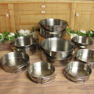 Vintage Coleman Peak 1 Camp Cook Set: 8-piece Stainless Steel Pots