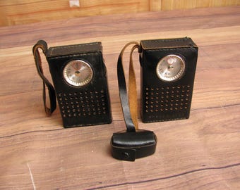 Vintage Philco Eight [8] Transistor Radio with Leather Case- Two options