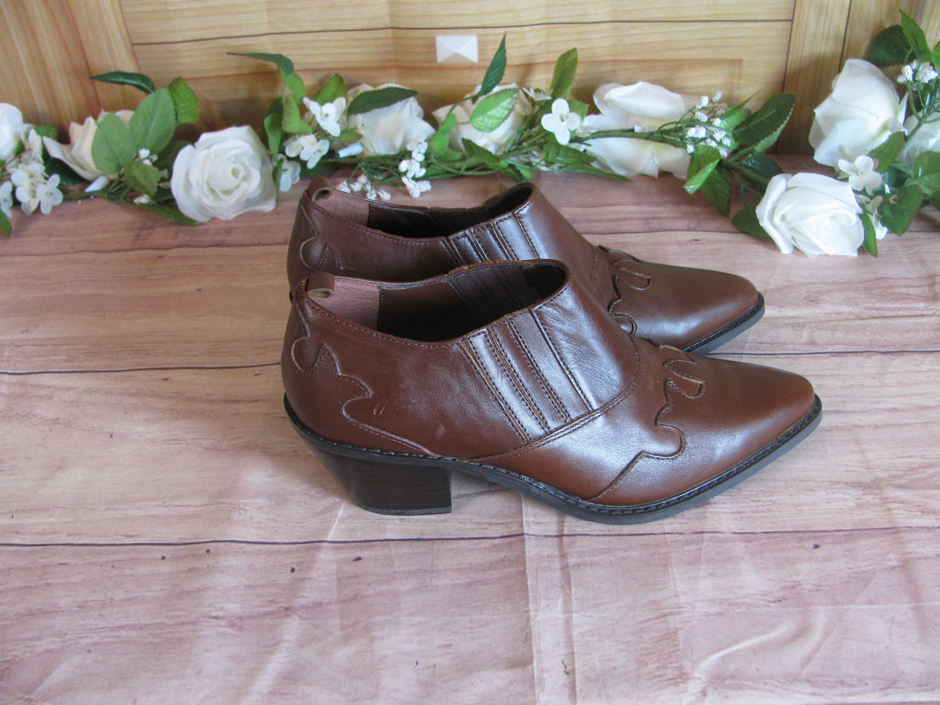 Vintage Brown Covington Ankle Boots-western Shoes-women
