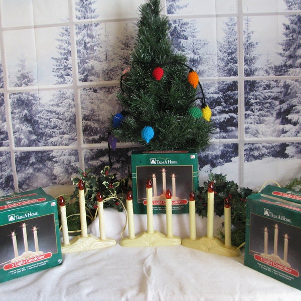 Vintage Christmas/Holiday 3 Light Electric Candolier- Candle- Single Candlestick Lamp-Candelabra-Holiday-Christmas-Working-Trim A Home-Kmart