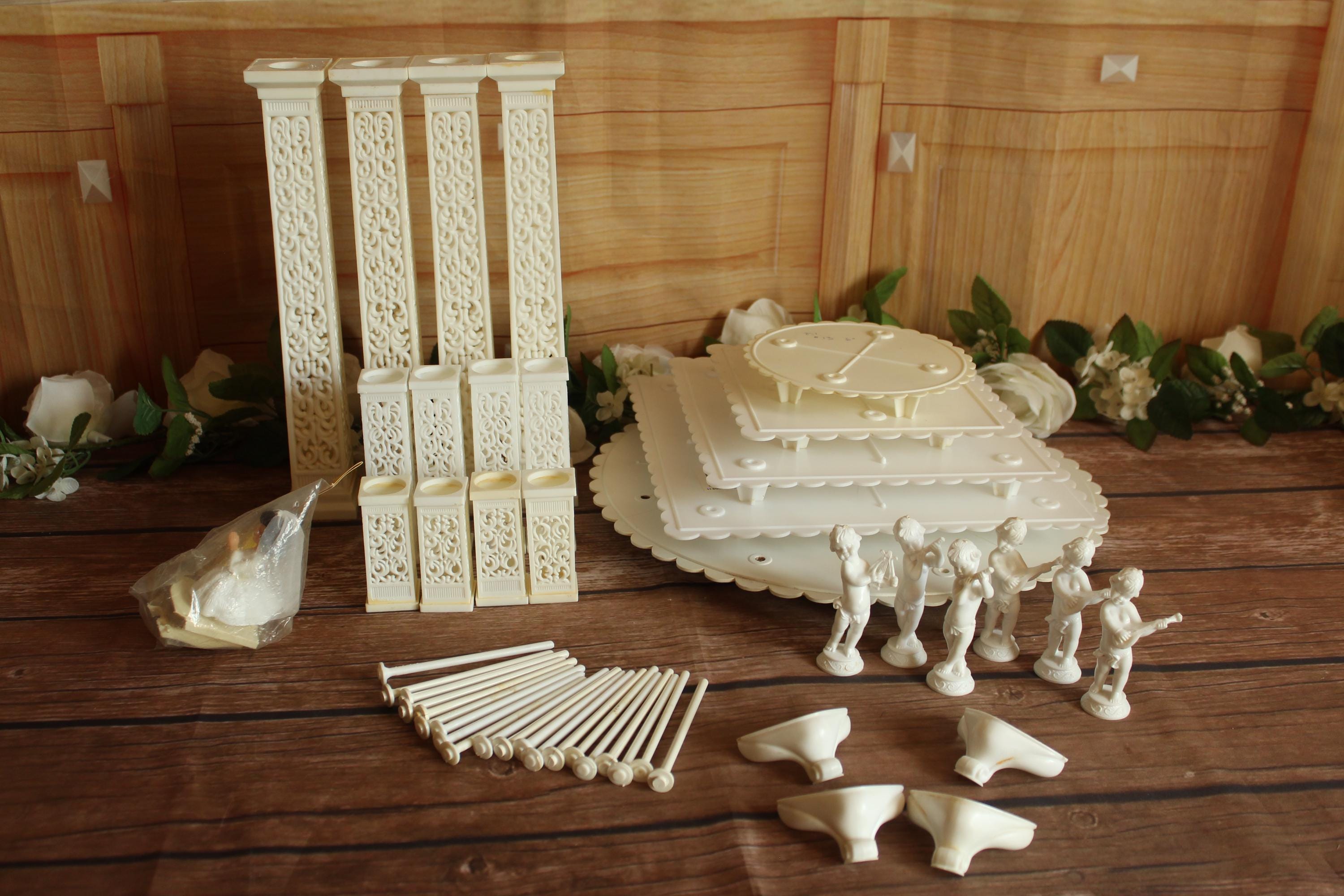 Vintage Wilton Wedding Cake 12 Inch Filigree Pillars- Musical