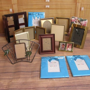 Vintage Small Photo Frames-Various Sizes & Finishes- Gold-Wood- Fabric- 4"x6" and under