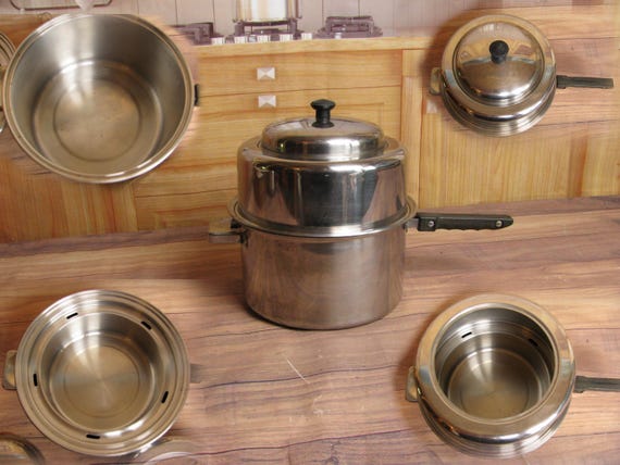 Vintage Regal Ware Double Boiler/steamer Set- 8 QT Premier/wear