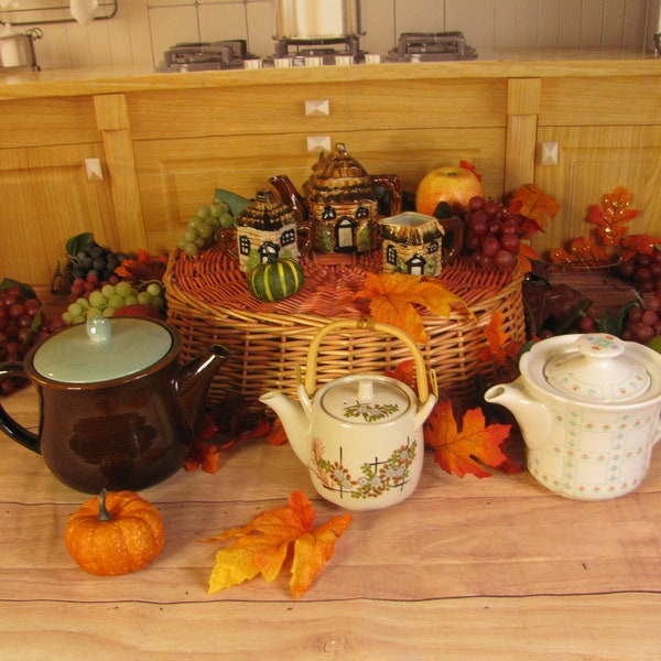 Vintage Red Wing Village  Stoneware or Toscany by Judith Raices Teapot-Porcelain- Kutani Japanese Classic -Cottage Tea Set-Azalea Nippon