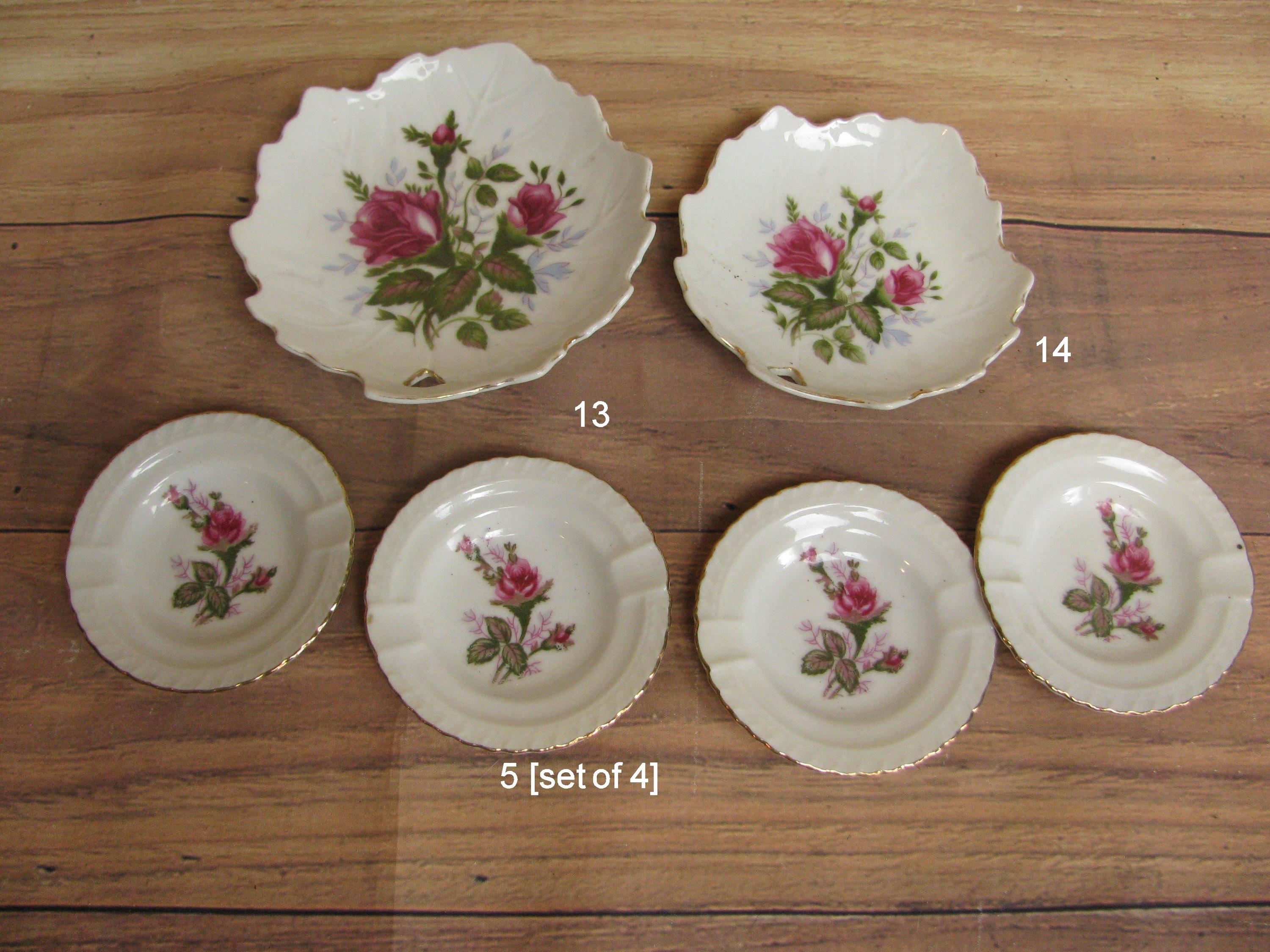 Vintage Moss Rose Demitasse/miniature China Tea Set- Sugar Bowl