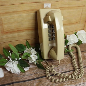 Vintage Beige Rotary Wall Phone -Premier 128- Touch Tone/Push Button Tested and Working
