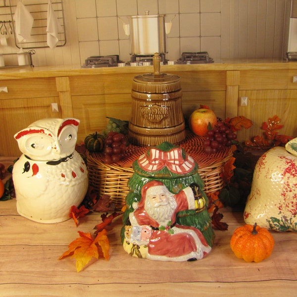 Vintage McCoy and FCYT Cookie Jars-Several to Choose From- Cookie Churn-Country Goose-Wise Old Owl -Strawberry-Santa-Snowman-Christmas Tree