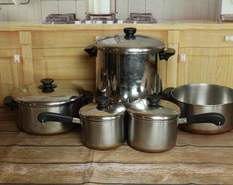 Vintage Revere Ware 1 1/2 & 2 QT Sauce Pans - Dutch Ovens 8 Quart Stock Pot