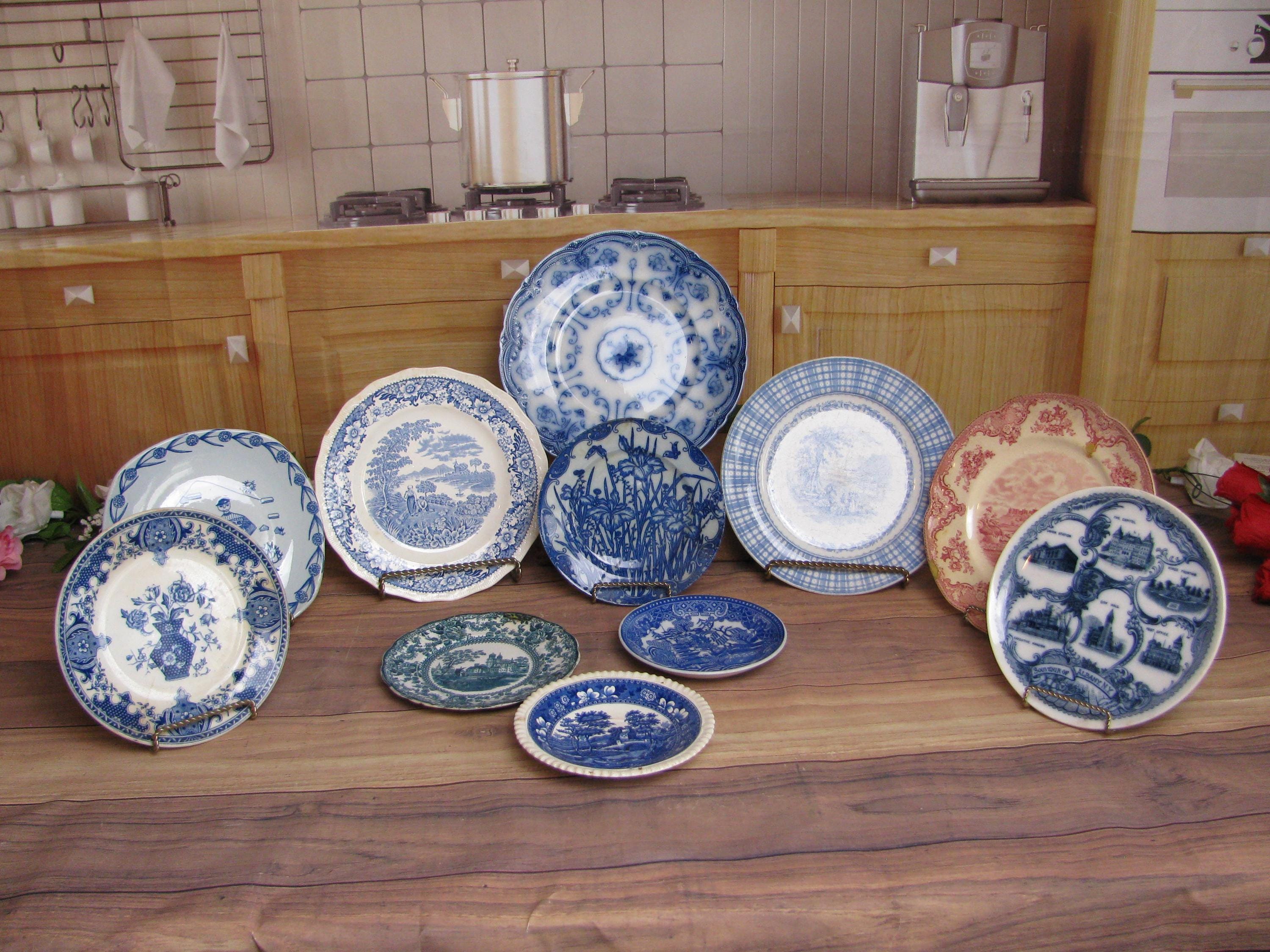 French Blue Vintage Plates - Etsy