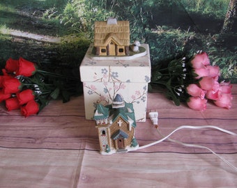Vintage Coca Cola/Coke Mom's Diner or Country Post Office Christmas/Holiday Village- Church-Colonial Of Cape Code Tealight House With Dog