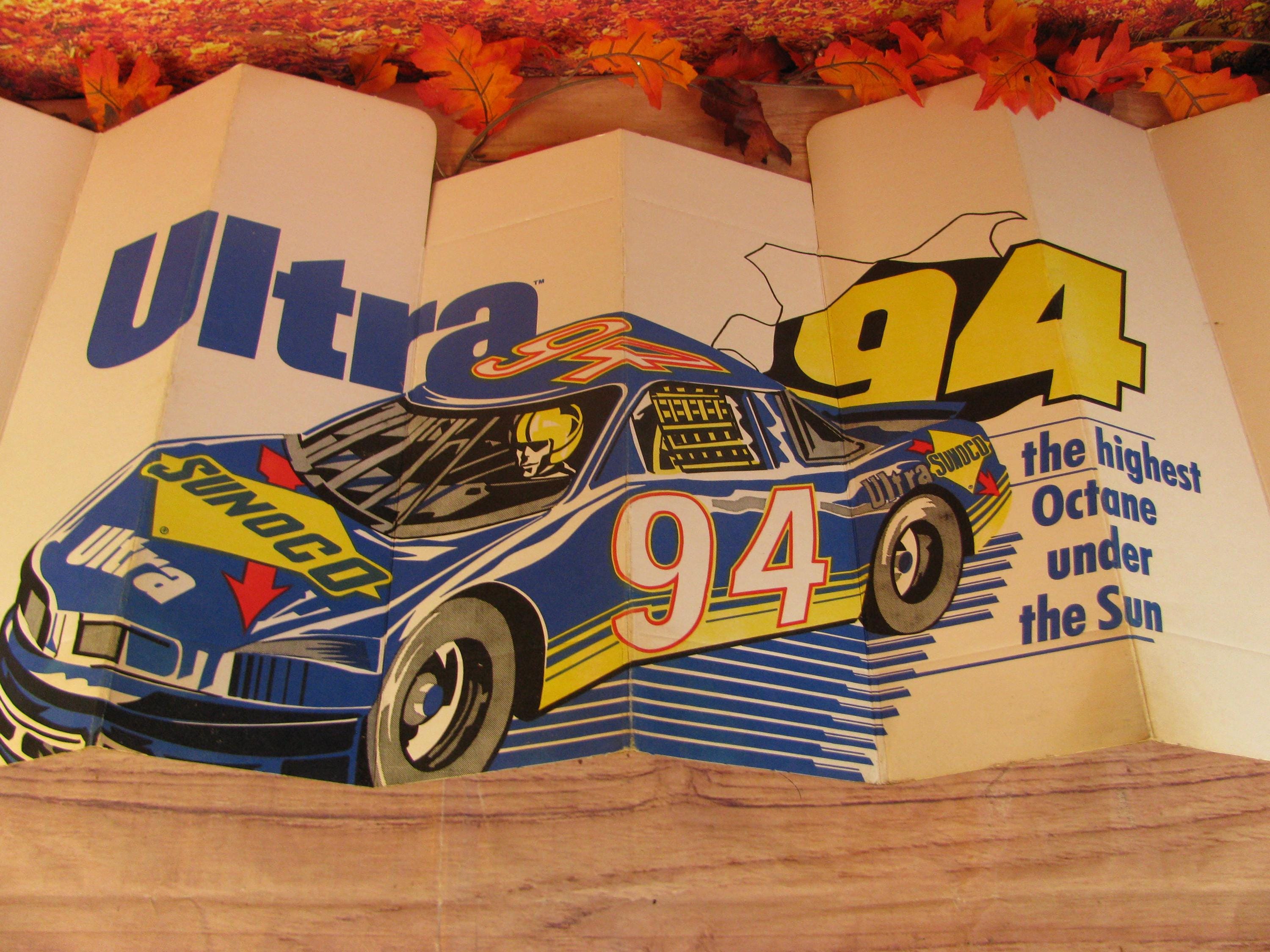 Vintage Vehicle Hub Caps-Mustang-Ford-Dodge Division-Replacement  Part-Automobile-80s Sunoco Ultra 94 NASCAR Car Shade-Accordion Window Cover