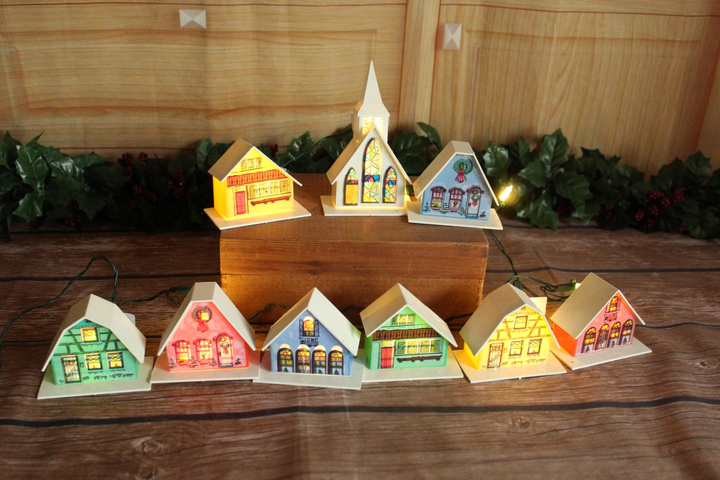 REPOUND 教会 ライトハウス ステンドグラス風 オブジェ ヴィンテージ Vintage Christmas Light up Church - Etsy