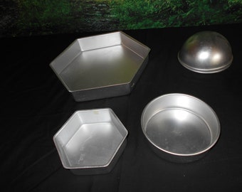 Vintage 6-sided Hexagon 11.5 X 9.5 Pie Pan Plate Dish Aluminum Unbranded  1970s 
