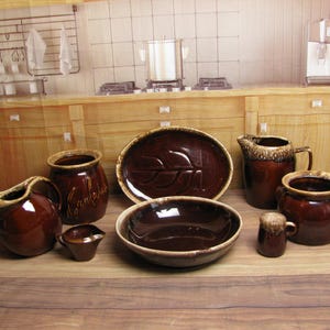 Vintage Hull Drip  McCoy Brown Ware Platter-Bowl-Pitcher-Beanpot-Cookie Jar- Shaker