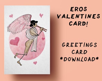 Eros playing the Flute Greetings Card - download PDF and image file to make your own!