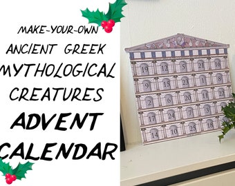 Calendario de Adviento de criaturas mitológicas griegas antiguas - Descarga digital para hacer tu propio