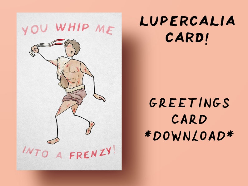 Lupercalia cheeky Greetings Card download PDF and image file to make your own image 1