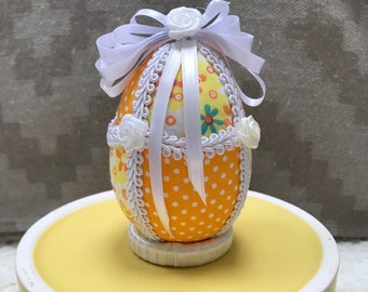 Large quilted Easter egg. Beautiful, unique fabric Easter egg.