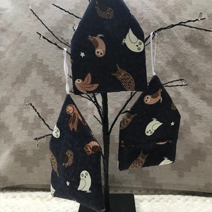 Glow in the dark owl themed cotton lavender pouch