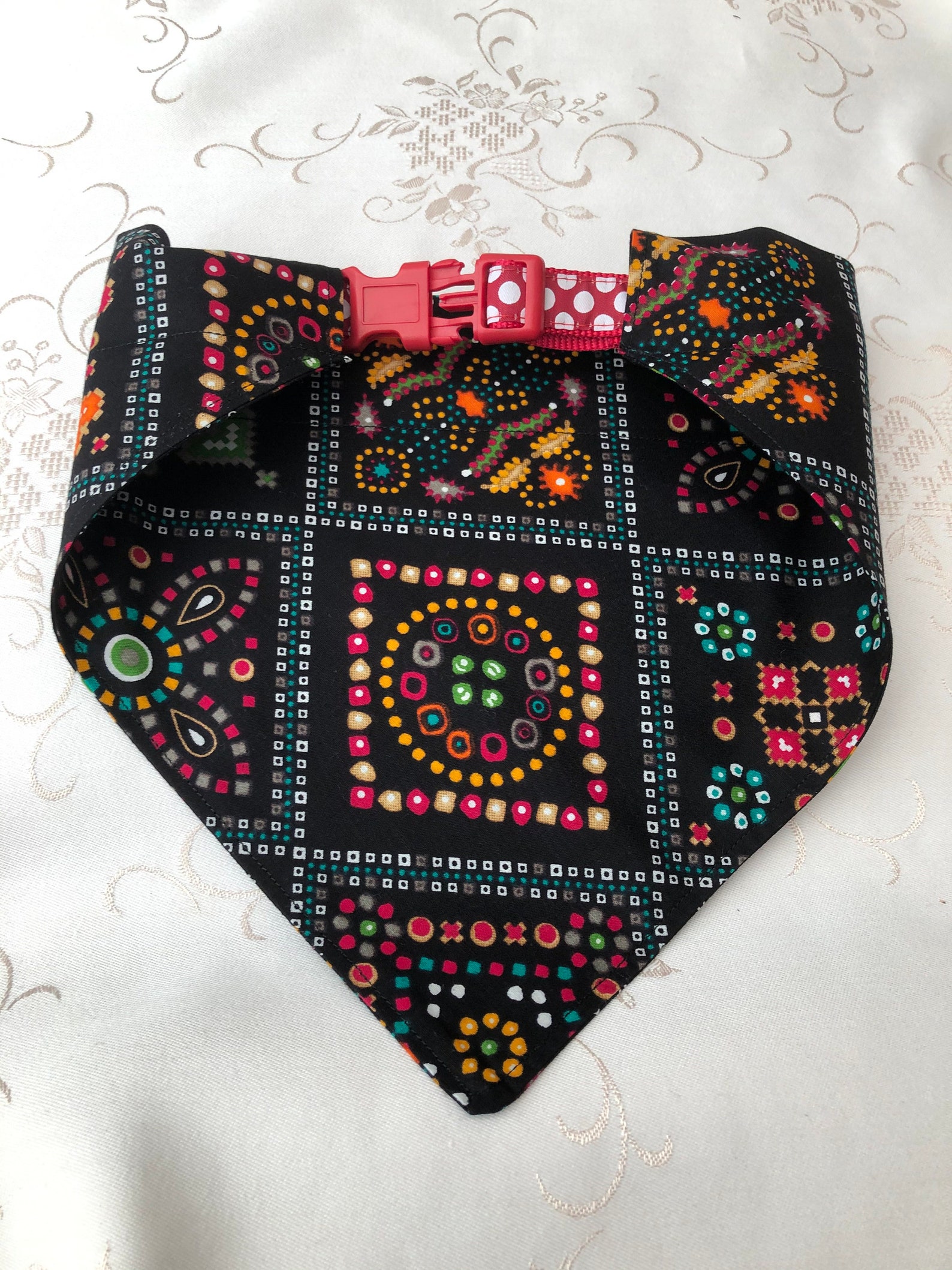 Large Dog Bandana, Cute Colourful Pattern, Can Be Personalised With