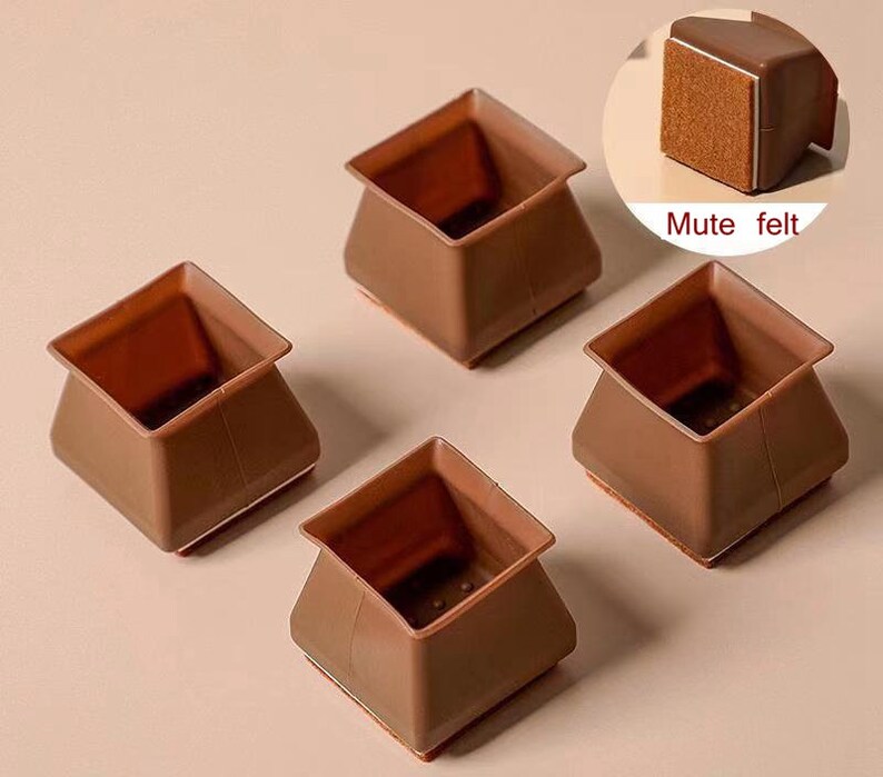 24pcs Square Chair Leg Caps With Felt Furniture Silicone Etsy