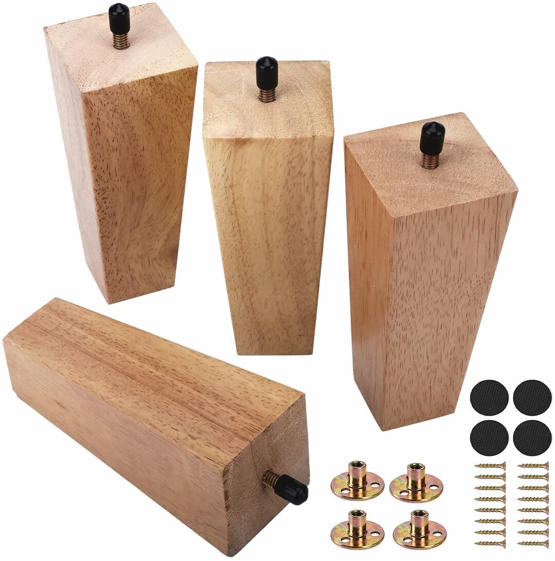 4pcs Original Wood Legs With Screw,square Wooden Feet Furniture Legs