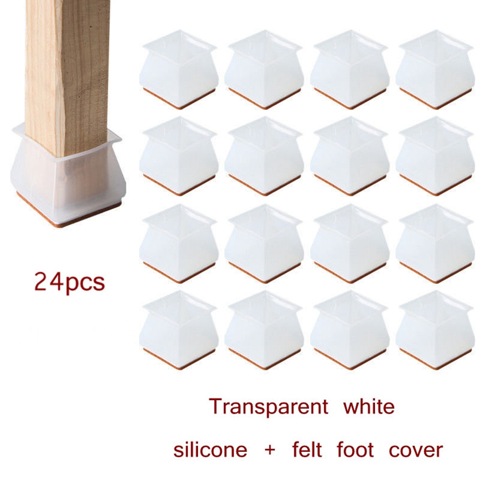24pcs Square Chair Leg Caps Furniture Silicone Protector Etsy