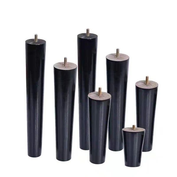 4pcs black Wood Legs with Screw, (2--12 Inch) Furniture Leg Wood Sofa Legs Replacement Legs for Armchair, Cabinet, Couch, Dresser（Set of 4)