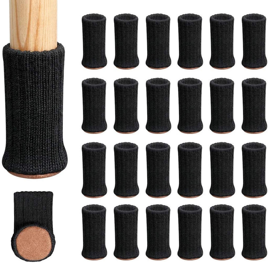 16pc Black Protective Cover ,table Legs Floor Chair Foot Cover ,knitted