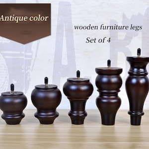 4PCS Calabash legs  Wooden Furniture Legs with screw ,  Furniture Leg Wood Sofa Legs Replacement Legs for Armchair, Cabinet, Couch, Dresser
