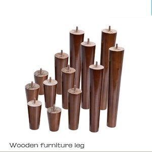 4pcs Walnut Wood Furniture Legs with screw （2‘’-12‘’）, Furniture Leg Wood Sofa Legs Replacement Legs for Armchair, Cabinet, Couch, Dressert