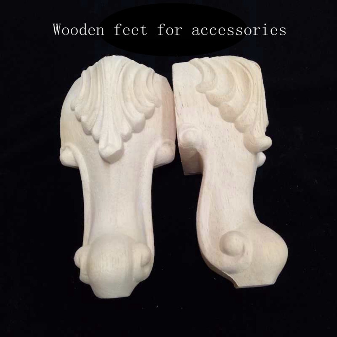 4pcs Solid Unfinished Carved Wood Furniture Legs Replacement Etsy